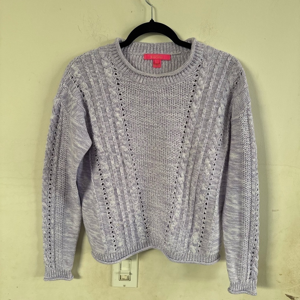 Lilly Pulitzer MAXCY SWEATER Light Lilac Verbena Marl Purple S preppy cotton - Picture 4 of 8